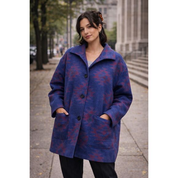 Pendleton Jackets & Blazers - Vintage Country Sophisticates by Pendleton Blue Geometric Aztec Wool Coat – Port